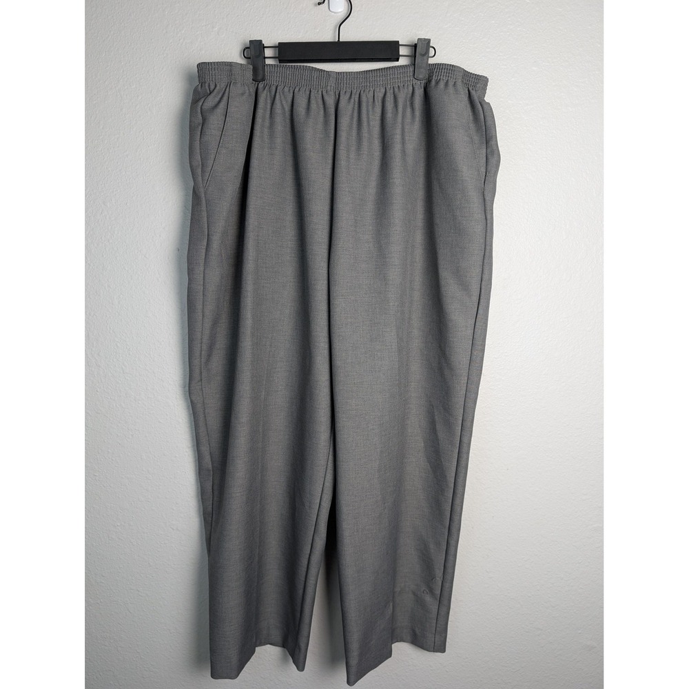 Alfred Dunner Dress Pants Womens 24W Gray Twill Pull On Elastic Waist Pockets